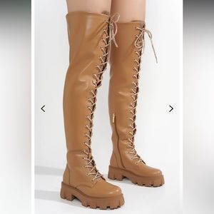 brown over the knee bedazzled boots